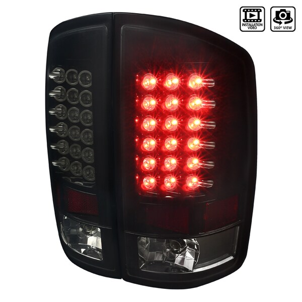 Spec-D Tuning 07-08 Dodge Ram LED Tail Lights Smoked Black Housing LT-RAM07BBLED-TM - main